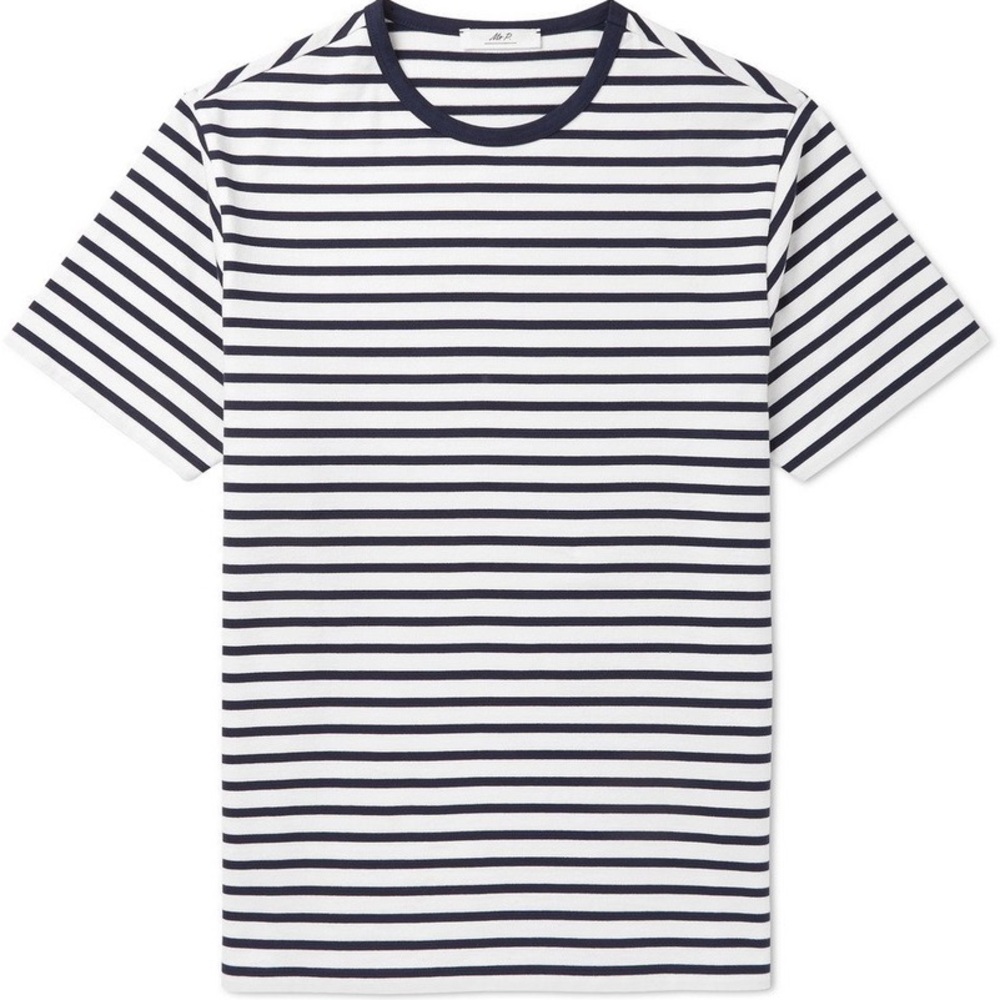 MR PORTER Mr. P Striped Cotton Jersey T Shirt size M